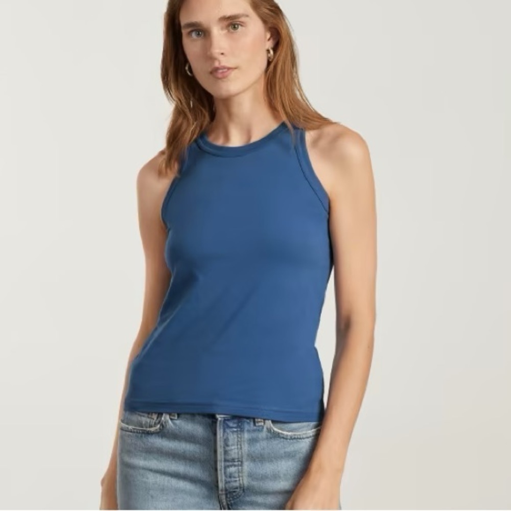 NWT EVERLANE Organic Cotton Tank Top Blue M